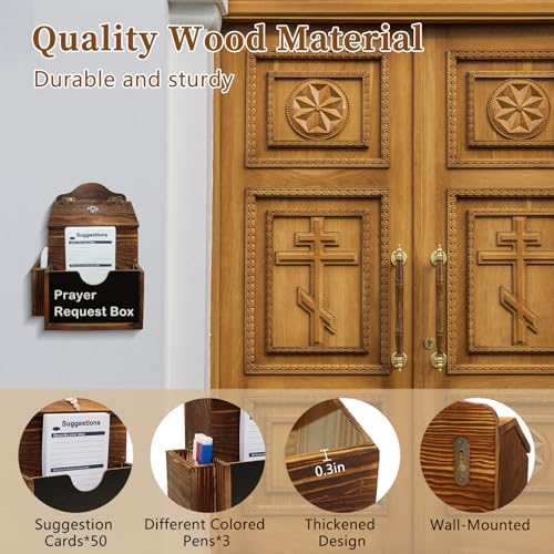 SAMYUCHO Wood Suggestion Box with Double-Sided Chalkboard for Church Office