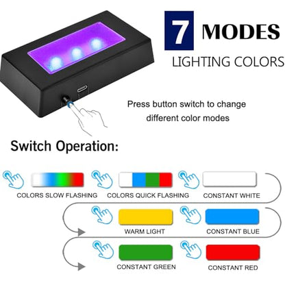 IFOLAINA LED Light Base Multicolor Rectangle Display Stand for Crystal Art