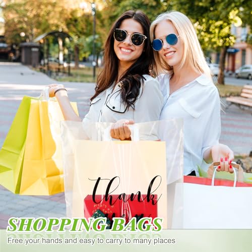 Crtiin 100 Pcs Clear Plastic Thank You Shopping Bags,15 x 18 Inch - size: 15 x 18 Inch