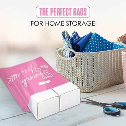Thank You Bags, Merchandise Bags, Small Business, Pink, Bulk 100PK, 16”x18” - color: Pink, size: 16" x 18"