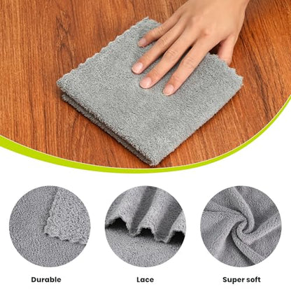 12 Pack Cleaning Cloth,Ultra Soft Absorbent Quick Drying Microfiber Cleaning Rags,No Scratches,Reusable,Washable,Lint Free Cleaning Towels for Kitchen,Window,Glass,car,11.8"×11.8"(Dark Grey) - color: Dark Grey