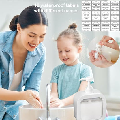 Soap Dispenser, Refillable Hand Soap Dispenser for Bathroom and Dish Soap Dispenser for Kitchen Sink, Liquid Soap Dispenser with Waterproof Label, White Bathroom Dispenser 10 Oz - color: White, 10oz