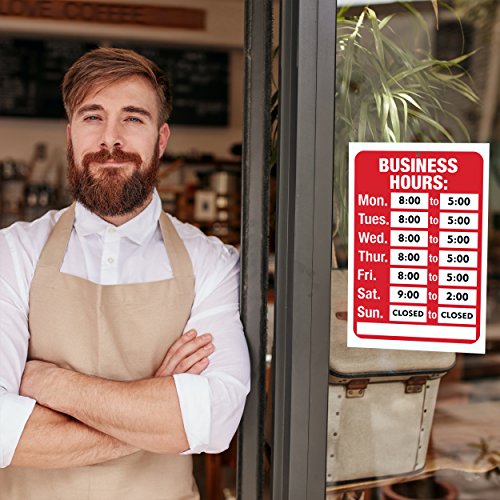 ASSURED SIGNS Business Hours Sign for Glass Door, 11.7 x 7.7 Inch, 2 Pack