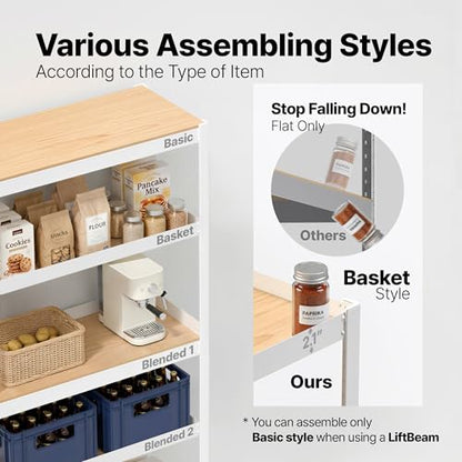 HOMEDANT House White 48.1" W 5 Tier Storage Shelves Garage Shelving Unit - color: White, size: 48.1"W x 16.5"D