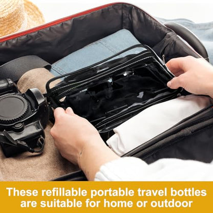 Domensi 24 Pcs 3.4 oz Pump Bottle Mini Travel Bottles, Whole Black - color: Whole Black