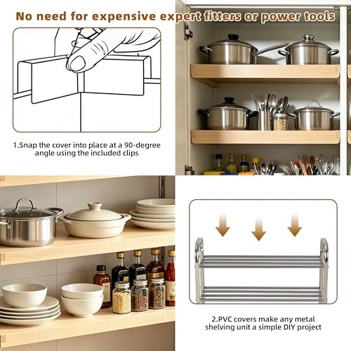 Wire Shelf Covers, 5pcs PVC Wire Rack Cover for Pantry & Closet Shelving - color: Wood, size: 24*16*2.3