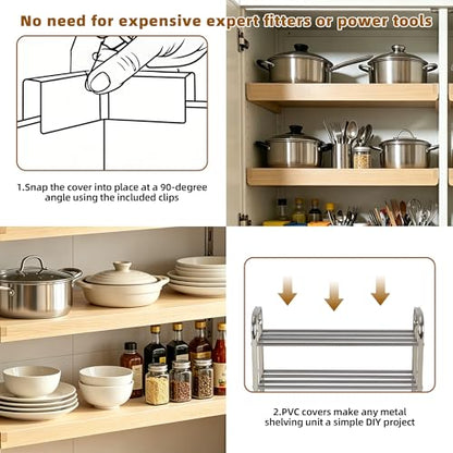 Wire Shelf Covers, 5pcs PVC Wire Rack Cover for Pantry & Closet Shelving - color: Wood, size: 30*16*2.3