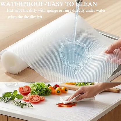 Shelf Liners for Kitchen Cabinets Non Adhesive 24 Inch Wide X 20 Ft Clear Non Slip Drawer Liner Waterproof Fridge Liner Closet Pantry Shelf Liner Cupboard Mat Kitchen Bathroom - size: 24"W x 240"L