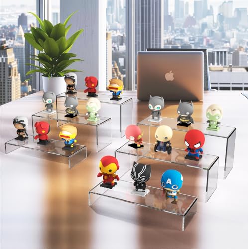 6 PCs 9 Inch Clear Acrylic Display Risers 3 Tier Stand - color: Clear 6 PCs