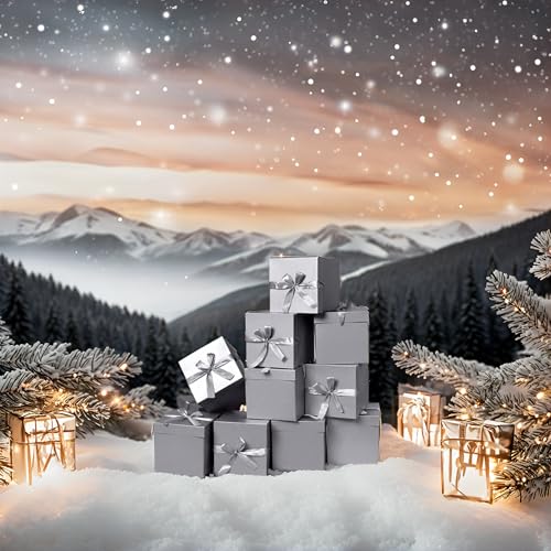 Gift Box with Lid & Ribbon for present, 12pcs, Silver, 4"×4"×4" - color: Silver, size: 4 x 4 x 4 Inch
