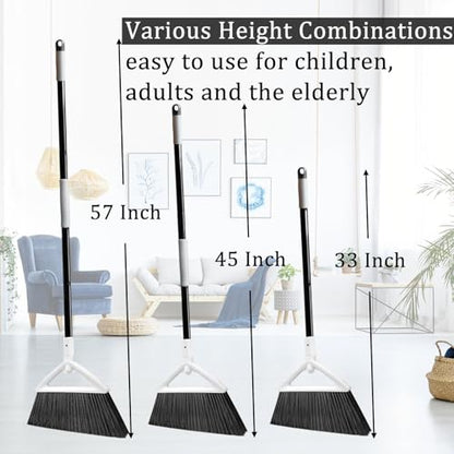 Heavy Duty White Angle Broom with Long Handle - 2 Pack - color: 2pack White