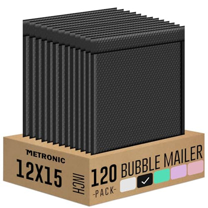 Metronic Large Bubble Mailers 12x15 Inch 120Pack Black Padded Envelopes - color: Black, size: 12x15" 120PC
