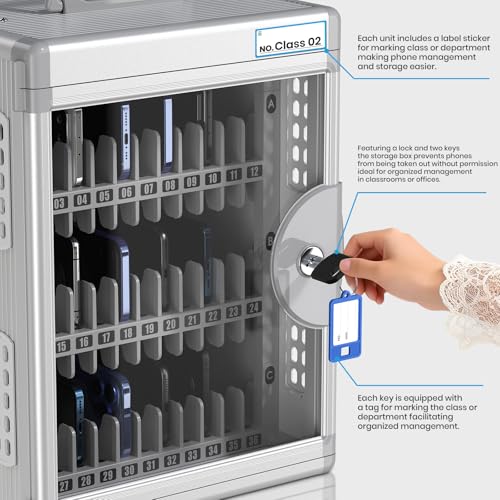 Glosen 48 Slots Cell Phone Locker with Key for Classroom, Phone Storage Box - size: 48slots