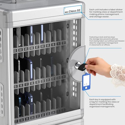 Glosen 48 Slots Cell Phone Locker with Key for Classroom, Phone Storage Box - size: 48slots