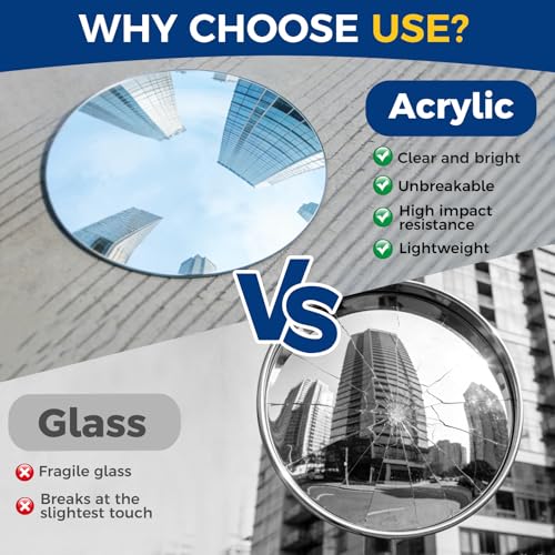 acrylic convex mirror 360-degree adjustable wide-angle indoor security mirror suitable for monitoring blind spots in parking lots Garage warehouses offices and traffic safety management (11.8in) - size: 11.7in*2