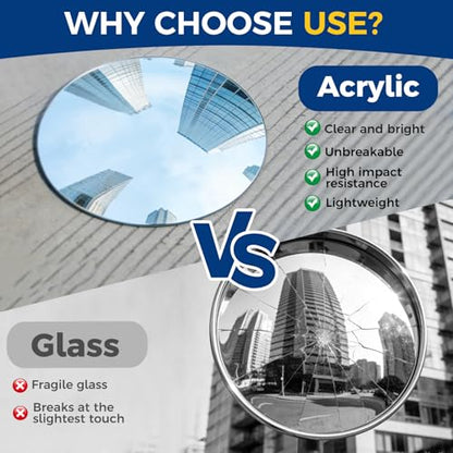 15.6in acrylic convex mirror 180° adjustable wide-angle indoor security mirror suitable for monitoring blind spots in parking lots Garage warehouses offices and traffic safety management - size: 15.6in