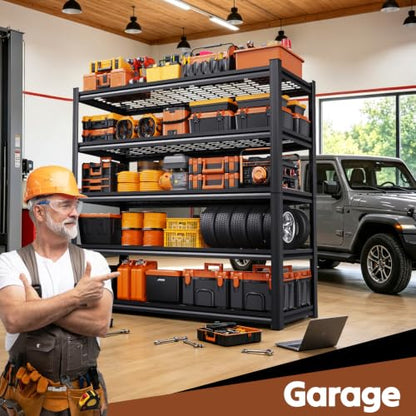 71''H Storage Shelves, Garage Shelving,Adjustable Heavy Duty Shelving Unit,5T Tall Garage Shelves，Metal Standing Shelf Units,Utility Rack For Kitchen Warehouse Industrial Basement 71*35*16 - size: 71''H*35''W*16''D