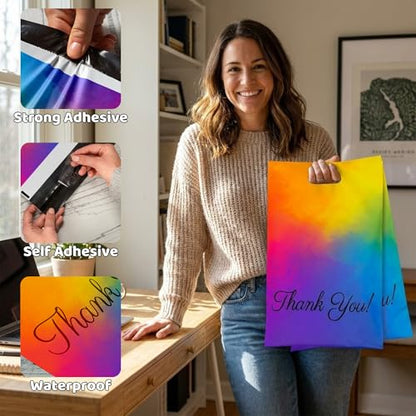 Donyson Rainbow Poly Mailers, 12x15, 50 Pack, Colorful Shipping Bags - color: Rainbow, size: 12x15 (50 Pack)