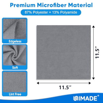 UNIMADE Microfiber Cleaning Cloth, 50 Pack Microfiber Towels - color: Grey, size: 50 Pack