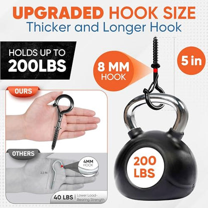 [HEAVY-DUTY] 250Lbs 5’’ M8 Q-Hanger Hook with Safety Buckle & Washer, 4Pcs