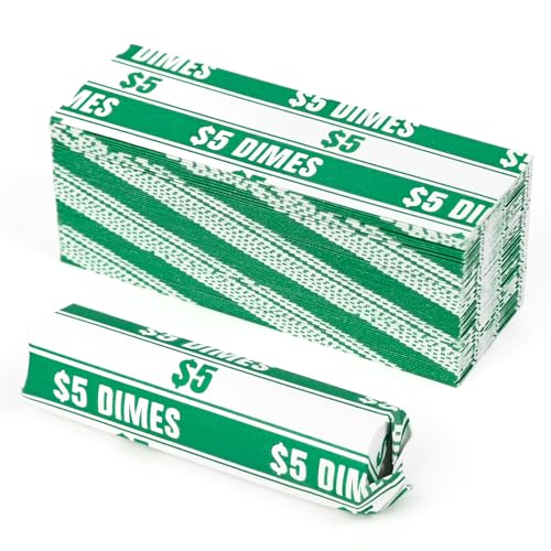THEBLUETOUCH 100 pcs White Kraft Flat Coin Wrappers for Dimes - size: 100 Dimes Only