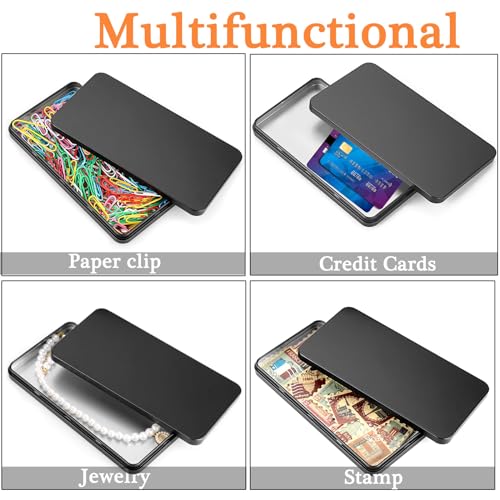 Hipiwe Metal Rectangular Cash Box with Lid - 4 Packs Currency Money Holder - color: Black