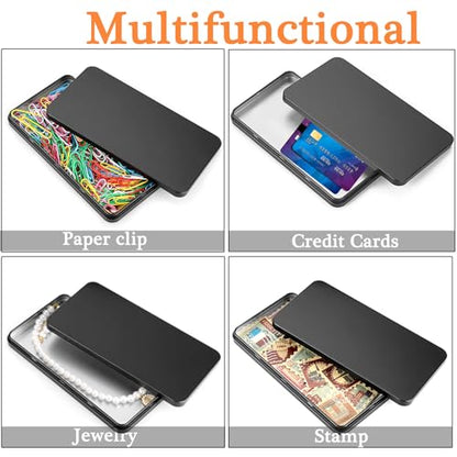 Hipiwe Metal Rectangular Cash Box with Lid - 4 Packs Currency Money Holder - color: Black