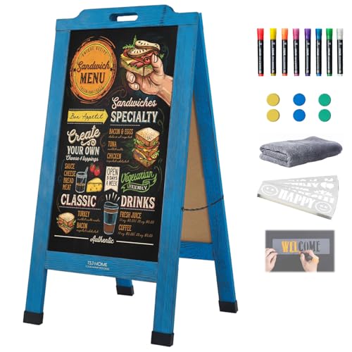 Magnetic Portable A-Frame Chalkboard Signs, 40" × 20", Blue - color: A-portable-blue