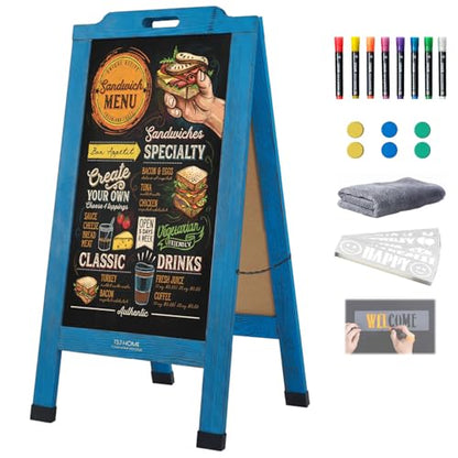 Magnetic Portable A-Frame Chalkboard Signs, 40" × 20", Blue - color: A-portable-blue