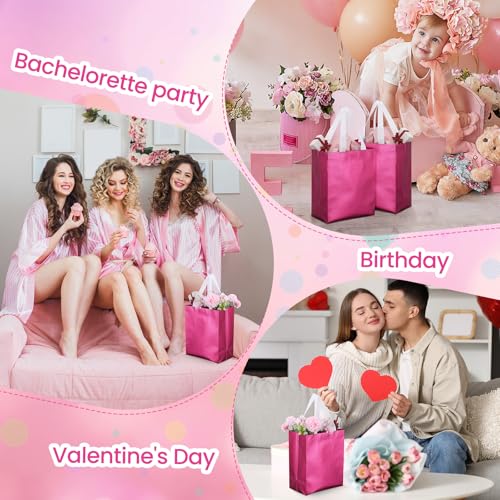 Eccliy 80 Pcs Reusable Gift Bags, Medium, Hot Pink - color: Hot Pink, size: Medium
