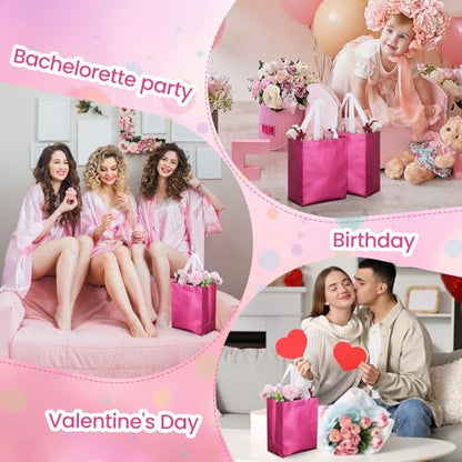 Eccliy 80 Pcs Reusable Gift Bags, Medium, Hot Pink - color: Hot Pink, size: Medium