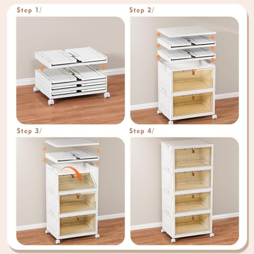 CTSNSLH 4 Tier Plastic Storage Bins with Lid 32QT - Stackable Storage Bins - size: 32Qt 4-Tier&One Lid