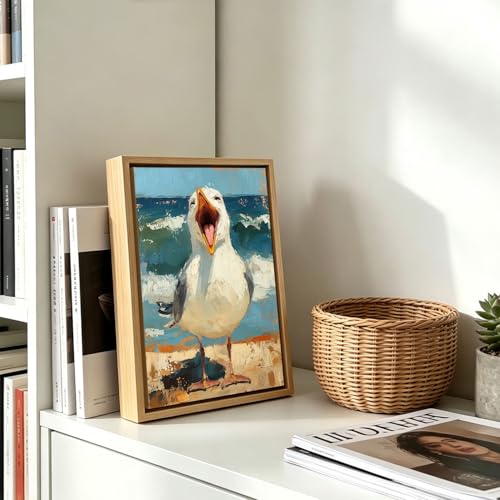 Seagull Rustic Coastal Wooden Box Sign Wall Art 8x12 Inch - color: Beach Seagull