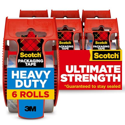 Scotch Heavy Duty Shipping Packaging Tape, 1.88″ x 22.2 yd per Roll, 18 Rolls (Clear, Strong Seal for Moving & Shipping Boxes) - size: 18 Rolls