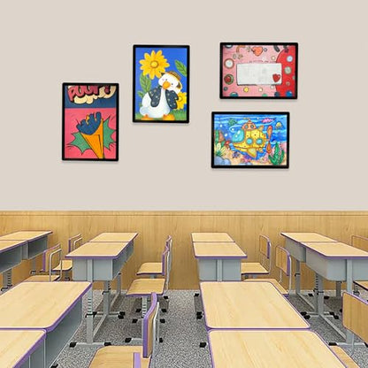 Wall-Mounted Sign Holder 8.5x11, Self-Adhesive Horizontal and Vertical - color: Black