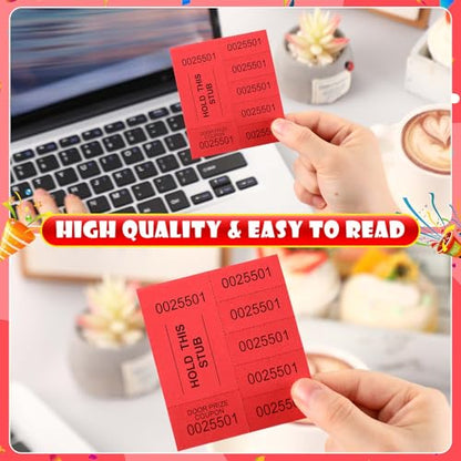 Kosiz 1000 Sheets 5 Bid Raffle Ticket Sheets Chinese Auction Tickets Numbers for Basket Events and Silent Auctions (Red) - color: Red, size: 5 Bid