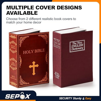 SEPOX® Twins Safe Book Lock Box Real Paper Cover with Larger Steel Interior - color: RedRed