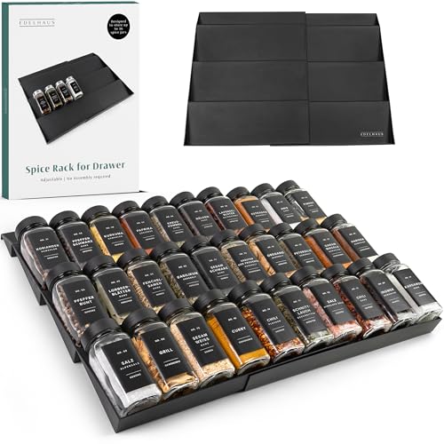 EDELHAUS Spice Drawer Organizer, Expandable Spice Rack for Drawer Black - color: Plastic Black