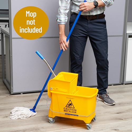 Mind Reader 5.5-Gallon Mop Bucket with Wringer for Small Mops, Yellow - size: Mop Bucket Only