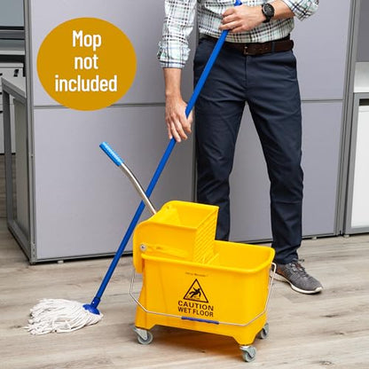 Mind Reader 5.5-Gallon Mop Bucket with Wringer for Small Mops, Yellow - size: Mop Bucket Only
