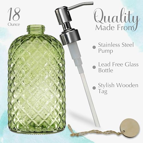 JASAI 18Oz Tea Green Soap Dispenser with Rust Proof Pump - color: Green
