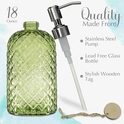 JASAI 18Oz Tea Green Soap Dispenser with Rust Proof Pump - color: Green
