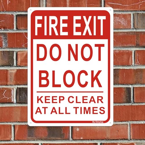 Large Fire Exit Sign, Do Not Block Door Signs, Keep Clear at All Times Sign, 14 x 10 Inches Rust Free Aluminum, Weather/Fade Resistant Easy Mounting 2 Pack - style: 14 " x 10 "
