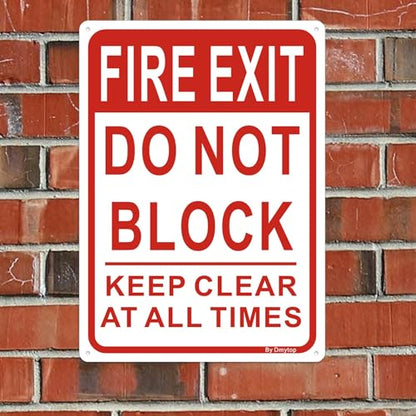 Large Fire Exit Sign, Do Not Block Door Signs, Keep Clear at All Times Sign, 14 x 10 Inches Rust Free Aluminum, Weather/Fade Resistant Easy Mounting 2 Pack - style: 14 " x 10 "