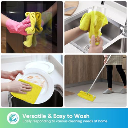 HOMEXCEL Yellow Microfiber Cleaning Cloth, Microfiber Towels for Car, 12 PK - color: Yellow