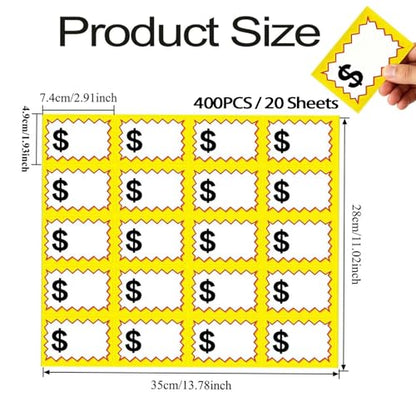 Price Stickers,400Pcs Retail Price Tags Self Adhesive Blank Price Labels