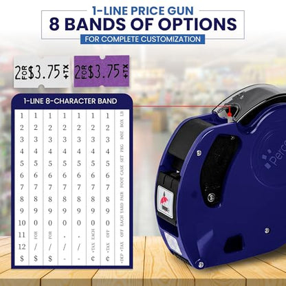 Perco Price Gun 1-Line Kit with 2 White 4 Purple Rolls, Clip & Ink Rollers - color: Purple