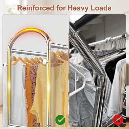 EAGMAK Heavy Duty Clothing Racks for Hanging Clothes 720 Lbs, Rolling Clothes Rack Double Rod Garment Rack with Lockable Wheels, Metal Closet Organizer for Bedroom, Laundry, Retail, Silver - color: Silver