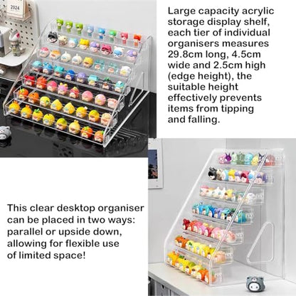 7 Tier Acrylic Display Stand Organiser with Fences, Perfume Stand Organiser, Clear Display Shelf for Home, Office, Retail for Funko Figures Toys Cupcake Food, Cologne, Cosmetics, Storage