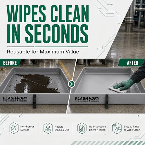 FLASHDRY Portable Spill Containment Berm, Folding Duck Pond, 4'' x 4'' - color: Grey